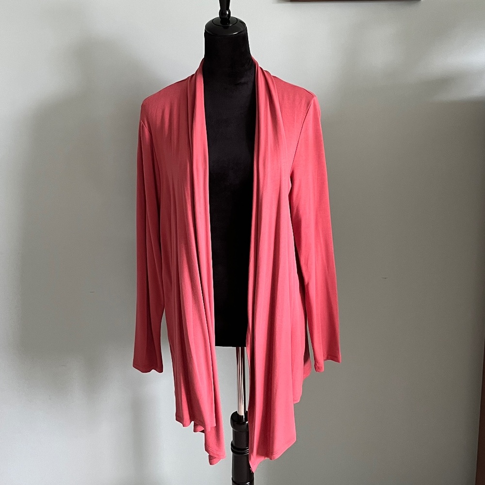 NWOT Liz Claiborne Salmon Asymmetrical Open Front Duster XL